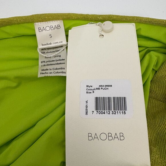 NWT Baobab Aria Dress Size S Lime Punch Midi Off-the-Shoulder Free People Slit - Picture 7 of 10